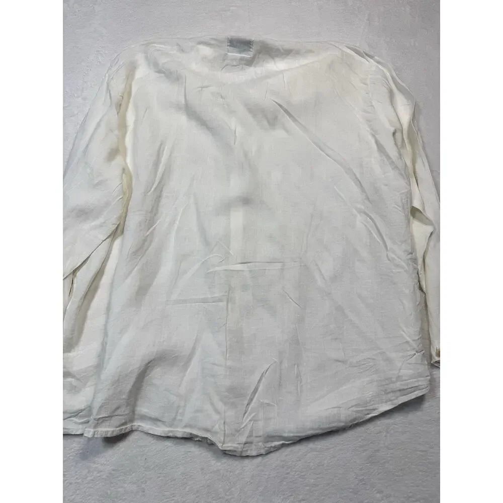 Vintage FLAX by Jeanne Engelhart Oversize Linen Shirt White Sz XL Long Sleeve - Picture 7 of 7